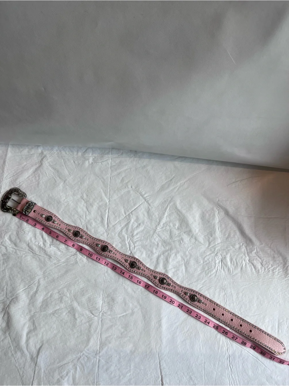 Nocona Pink Leather Rhinestones Western Belt